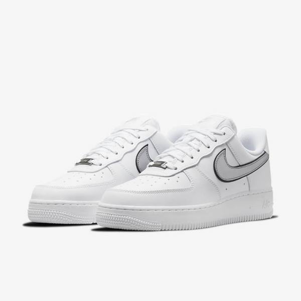 Nike Air Force 1 07 Essential Ženske Tenisice Bijele Crne Metalne Srebrne | NK134FPM