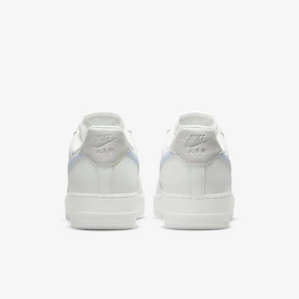 Nike Air Force 1 07 Ženske Tenisice Bijele Metalne Srebrne Svijetlo Plave | NK369JIU