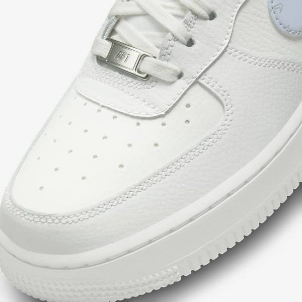 Nike Air Force 1 07 Ženske Tenisice Bijele Metalne Srebrne Svijetlo Plave | NK369JIU