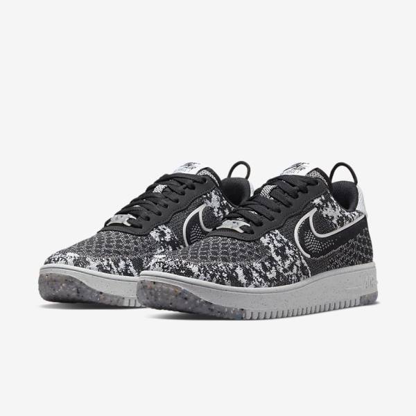 Nike Air Force 1 Crater Flyknit Next Nature Muške Tenisice Crne Bijele Platine Crne | NK524AQN