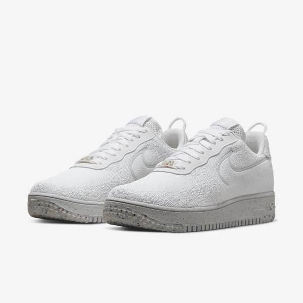 Nike Air Force 1 Crater Flyknit Next Nature Muške Tenisice Bijele Platine Bijele | NK912UMC