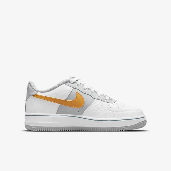 Nike Air Force 1 EMB Older Dječje Tenisice Bijele Sive Tirkizne Plave | NK935GDL