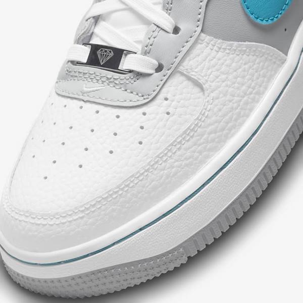 Nike Air Force 1 EMB Older Dječje Tenisice Bijele Sive Tirkizne Plave | NK935GDL