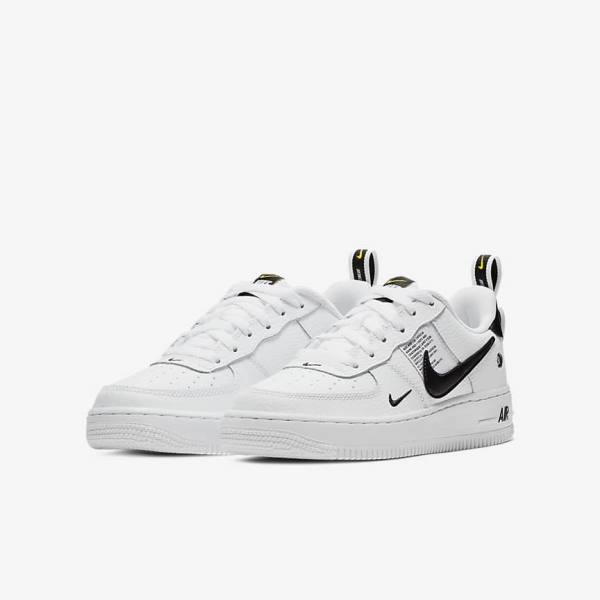 Nike Air Force 1 LV8 Utility Older Dječje Tenisice Bijele Crne Žute Bijele | NK679HNR