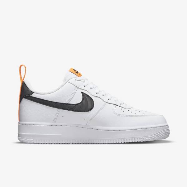 Nike Air Force 1 Muške Tenisice Bijele Narančaste Srebrne Crne | NK472AVM