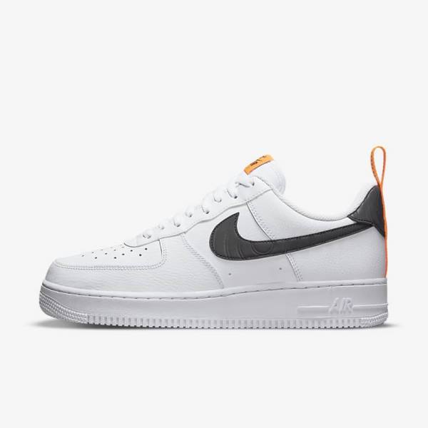 Nike Air Force 1 Muške Tenisice Bijele Narančaste Srebrne Crne | NK472AVM