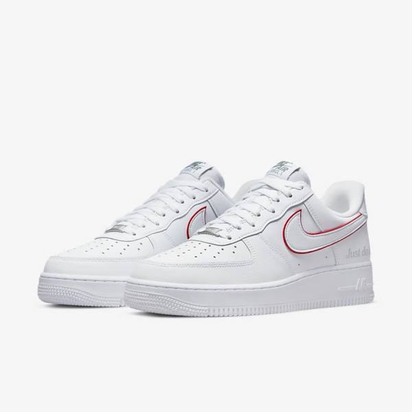 Nike Air Force 1 Muške Tenisice Bijele Zelene Metalne Srebrne Crvene | NK376GBY