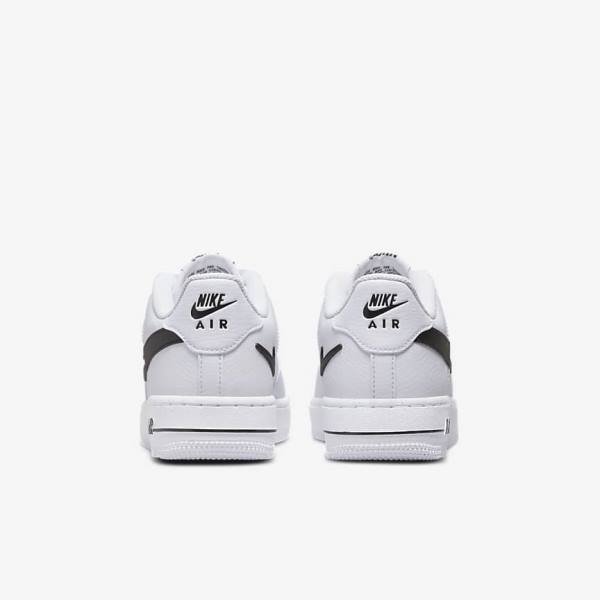 Nike Air Force 1 Older Dječje Tenisice Bijele Crne | NK863KMJ