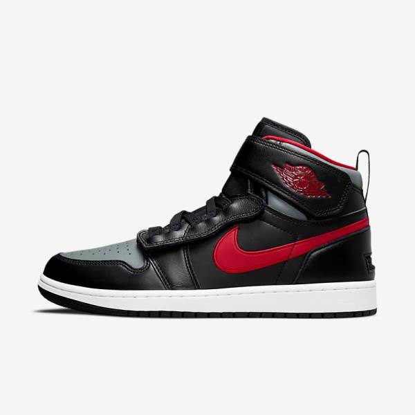 Nike Air Jordan 1 Hi FlyEase Muške Jordan Tenisice Crne Sive Bijele Crvene | NK584GTA