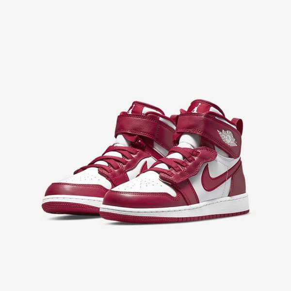 Nike Air Jordan 1 Hi FlyEase Older Dječje Jordan Tenisice Crvene Bijele | NK165ADE