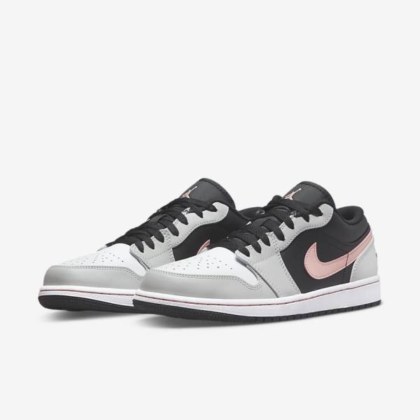 Nike Air Jordan 1 Low Muške Tenisice Crne Sive Bijele Koraljne | NK165VHU