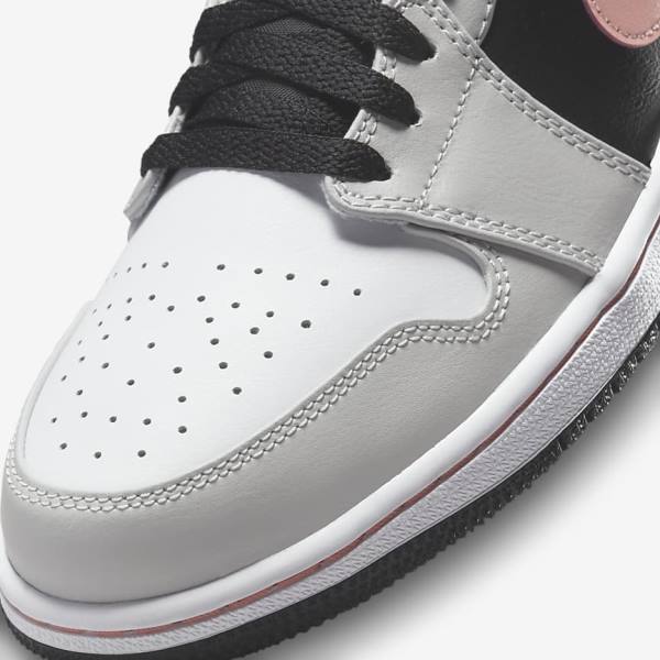 Nike Air Jordan 1 Low Muške Tenisice Crne Sive Bijele Koraljne | NK165VHU