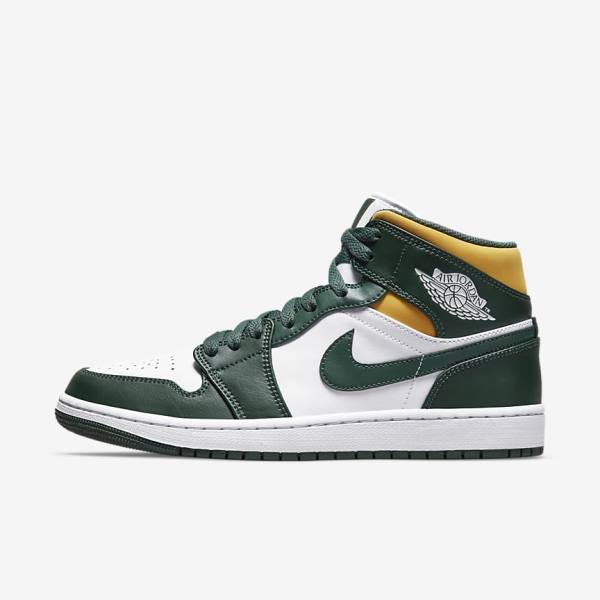 Nike Air Jordan 1 Mid Muške Jordan Tenisice Zelene Bijele | NK205FEL