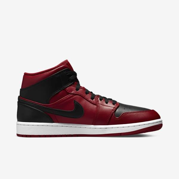 Nike Air Jordan 1 Mid Muške Tenisice Crvene Bijele Crne | NK895BRK