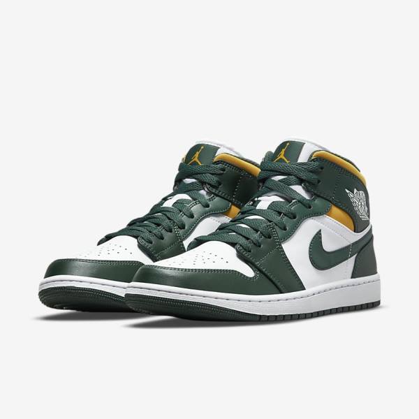 Nike Air Jordan 1 Mid Muške Tenisice Zelene Bijele | NK921CEG