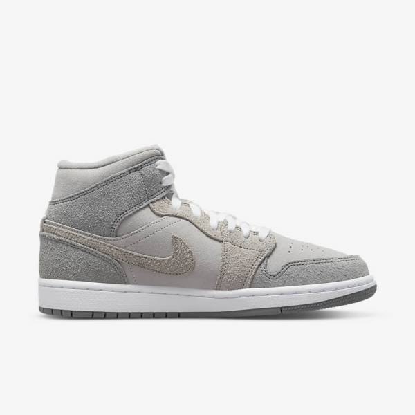 Nike Air Jordan 1 Mid SE Ženske Tenisice Sive Bijele Sive | NK631TSG