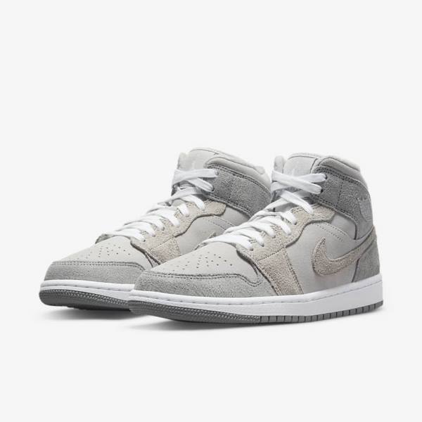 Nike Air Jordan 1 Mid SE Ženske Tenisice Sive Bijele Sive | NK631TSG