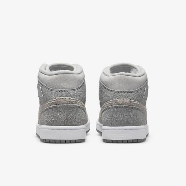 Nike Air Jordan 1 Mid SE Ženske Tenisice Sive Bijele Sive | NK631TSG