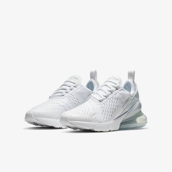 Nike Air Max 270 Older Dječje Tenisice Bijele Metalne Srebrne Bijele | NK563TJS