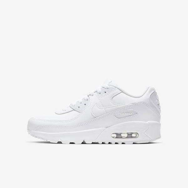 Nike Air Max 90 LTR Older Dječje Tenisice Bijele Metalne Srebrne Bijele | NK397PQH