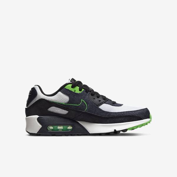 Nike Air Max 90 LTR SE Older Dječje Tenisice Crne Zelene Bijele Obsidijanske | NK684KNX