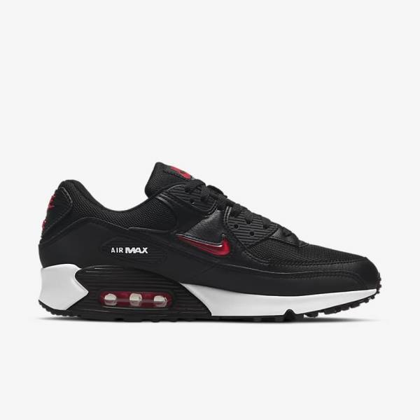 Nike Air Max 90 Muške Tenisice Crne Bijele Crvene | NK673BSM