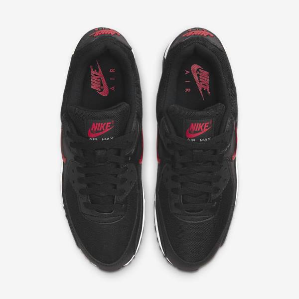 Nike Air Max 90 Muške Tenisice Crne Bijele Crvene | NK673BSM