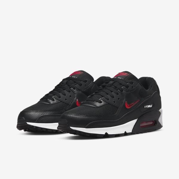 Nike Air Max 90 Muške Tenisice Crne Bijele Crvene | NK673BSM