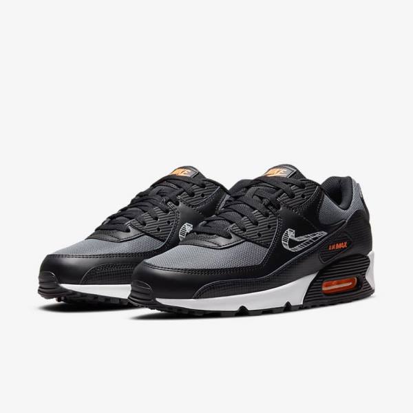 Nike Air Max 90 Muške Tenisice Crne Narančaste Sive Bijele | NK471SPX