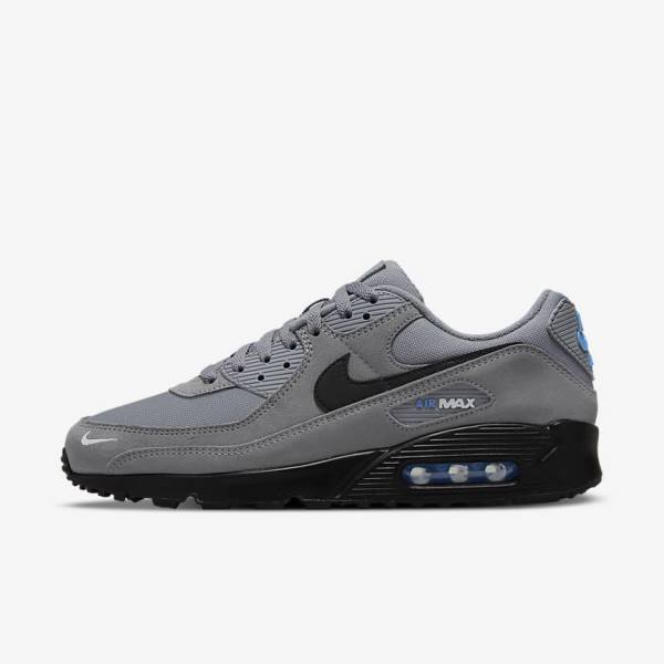 Nike Air Max 90 Muške Tenisice Sive Svijetlo Plave Metalne Srebrne Crne | NK195QEK