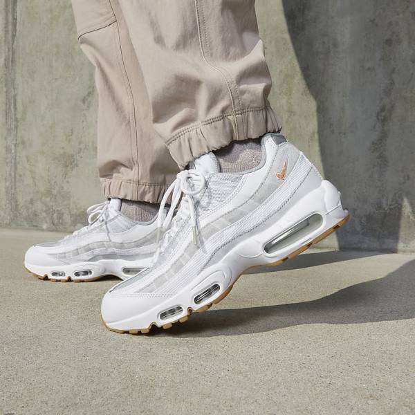 Nike Air Max 95 Muške Tenisice Bijele Platine Sive Žute | NK317GMN