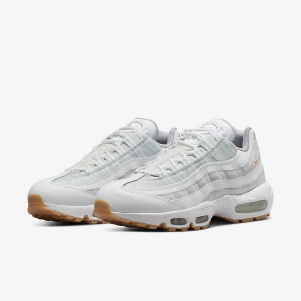 Nike Air Max 95 Muške Tenisice Bijele Platine Sive Žute | NK317GMN