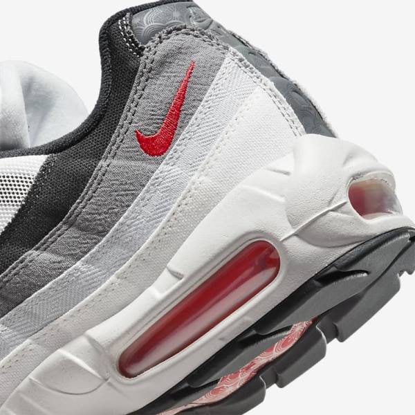 Nike Air Max 95 Muške Tenisice Bijele Svijetlo Sive Crvene | NK845FBW