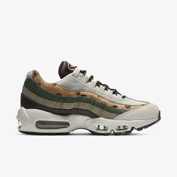 Nike Air Max 95 Premium Ženske Tenisice Svijetlo Bež Smeđe Maslinasto Zelene Sive Bijele | NK372NLB