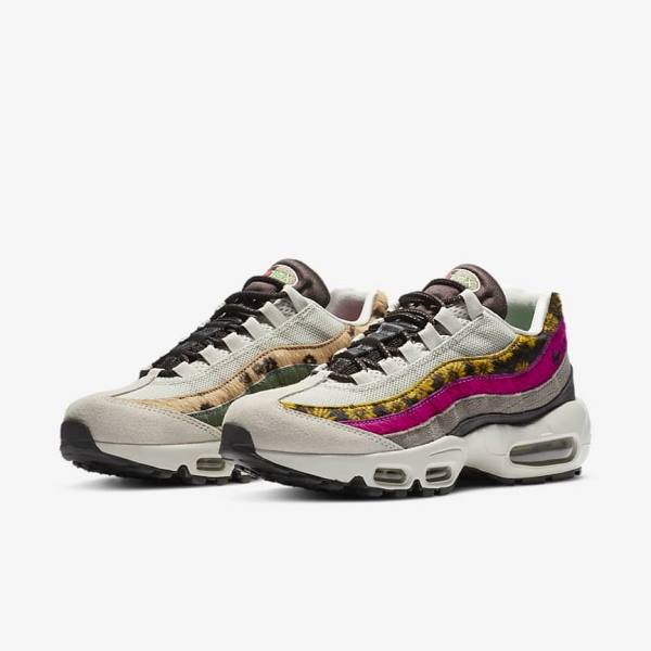 Nike Air Max 95 Premium Ženske Tenisice Svijetlo Bež Smeđe Maslinasto Zelene Sive Bijele | NK372NLB