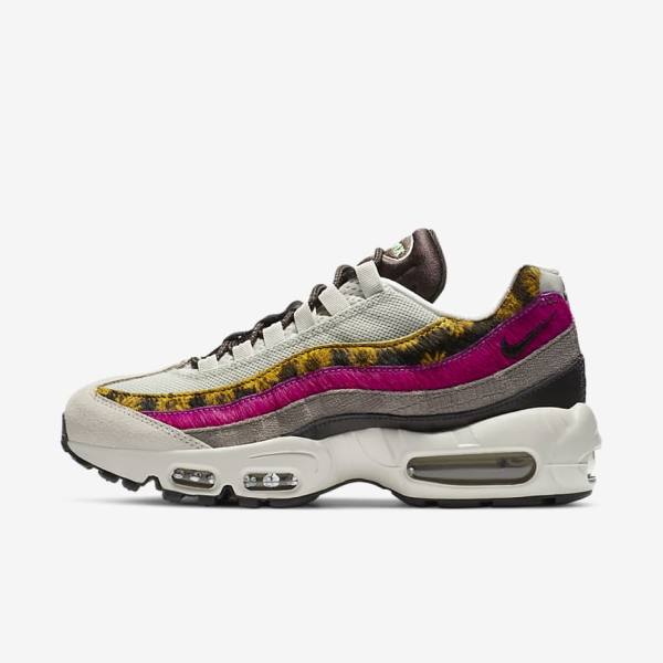 Nike Air Max 95 Premium Ženske Tenisice Svijetlo Bež Smeđe Maslinasto Zelene Sive Bijele | NK372NLB