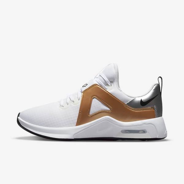 Nike Air Max Bella TR 5 Ženske Tenisice Za Trening Bijele Metalne Srebrne Metalne Zlatne Crne | NK307ZCJ