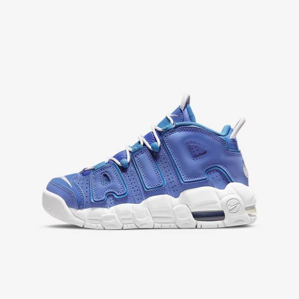 Nike Air More Uptempo Older Dječje Tenisice za košarku Plave Bijele | NK453PLV