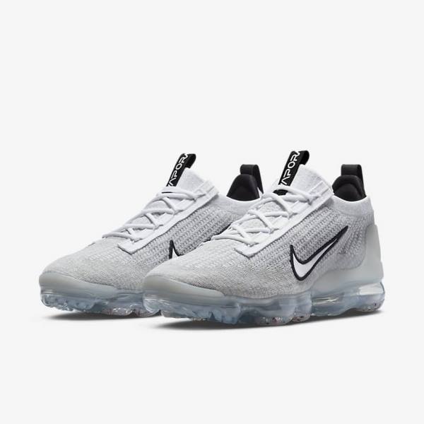 Nike Air VaporMax 2021 FK Muške Tenisice Bijele Crne Metalne Srebrne | NK071VDY