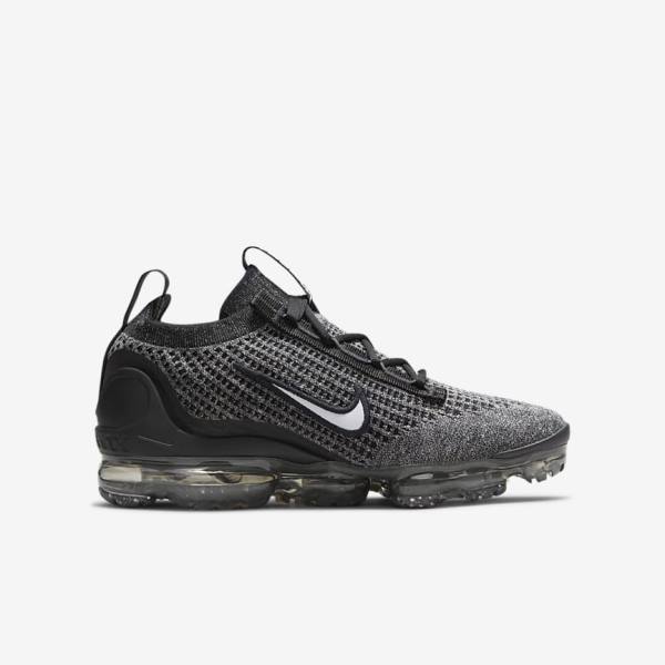 Nike Air VaporMax 2021 FK Older Dječje Tenisice Crne Bijele Tamno Sive Crne | NK148NCS