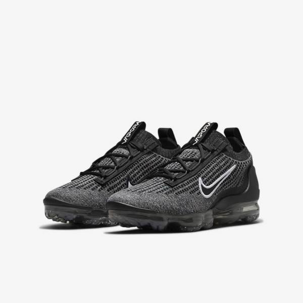 Nike Air VaporMax 2021 FK Older Dječje Tenisice Crne Bijele Tamno Sive Crne | NK148NCS