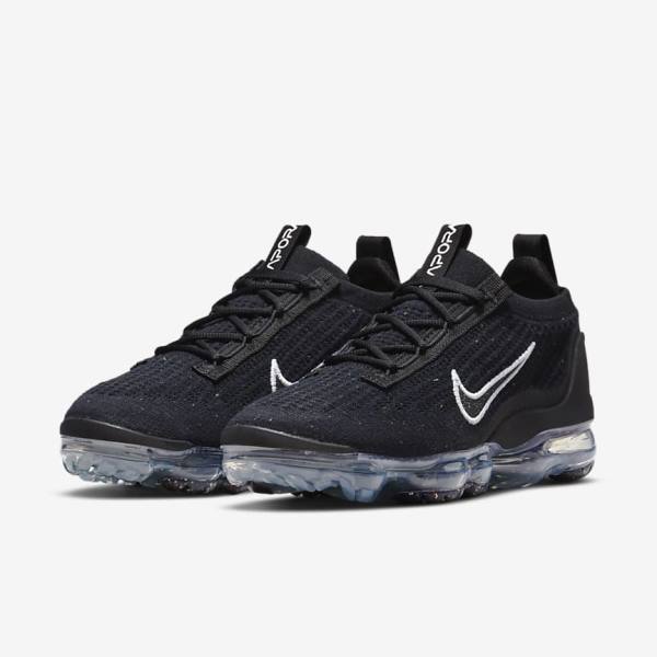 Nike Air VaporMax 2021 FK Ženske Tenisice Crne Metalne Srebrne Bijele | NK604JVA