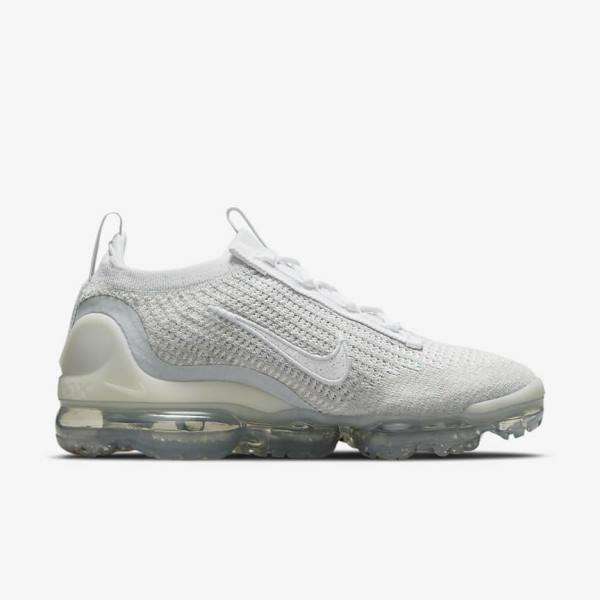 Nike Air VaporMax 2021 FK Ženske Tenisice Bijele Platine Metalne Srebrne Bijele | NK642OZL