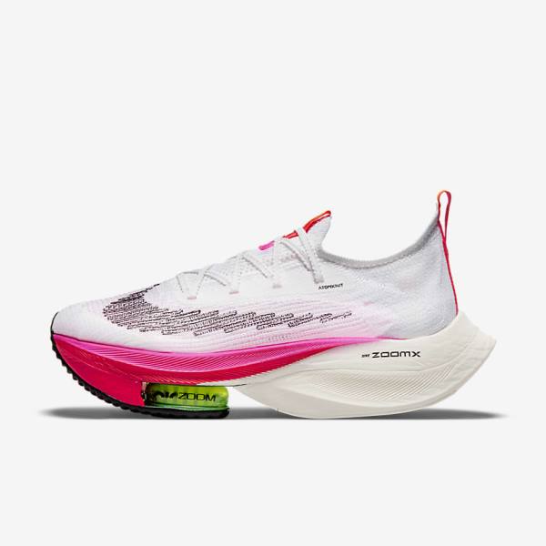 Nike Air Zoom Alphafly NEXT% Flyknit Road Racing Ženske Tenisice Za Trčanje Bijele Crne Crne | NK987TGR