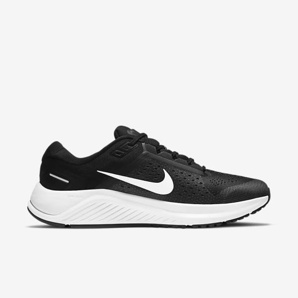 Nike Air Zoom Structure 23 Road Muške Tenisice Za Trčanje Crne Tamno Sive Bijele | NK981JMF