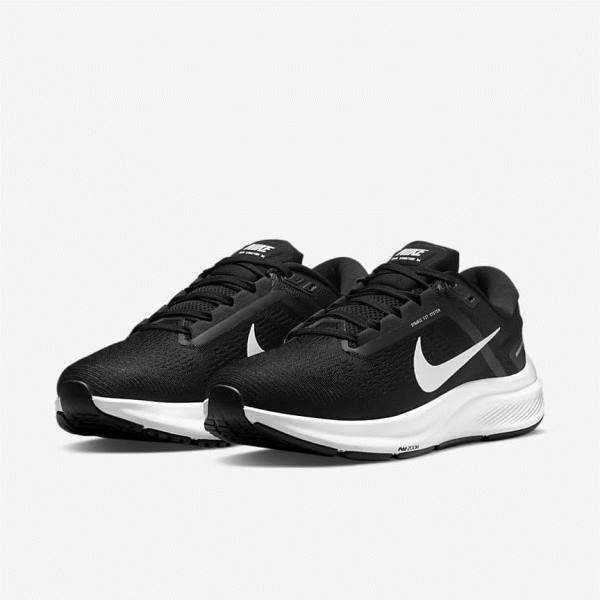 Nike Air Zoom Structure 24 Road Ženske Tenisice Za Trčanje Crne Bijele | NK293XGQ