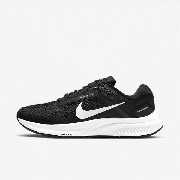 Nike Air Zoom Structure 24 Road Ženske Tenisice Za Trčanje Crne Bijele | NK293XGQ