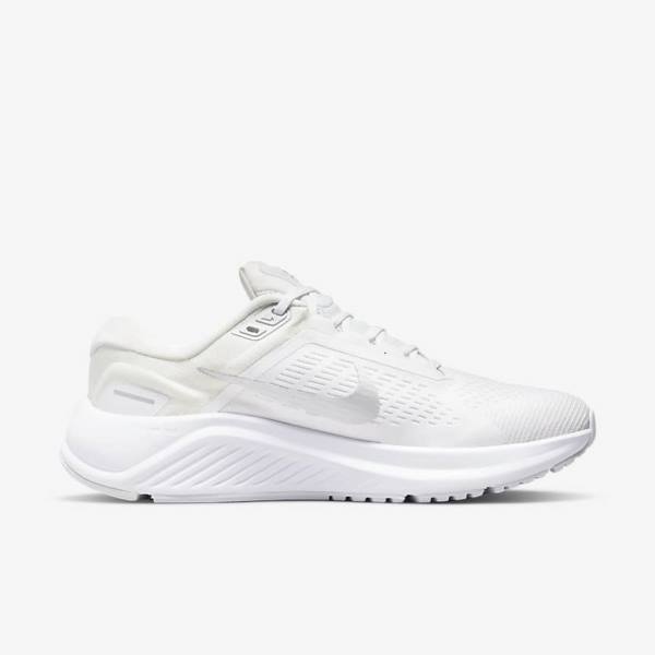 Nike Air Zoom Structure 24 Road Ženske Tenisice Za Trčanje Bijele Platine Platine Metalne Srebrne | NK649KEZ