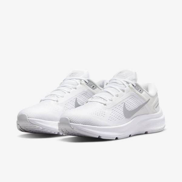 Nike Air Zoom Structure 24 Road Ženske Tenisice Za Trčanje Bijele Platine Platine Metalne Srebrne | NK649KEZ