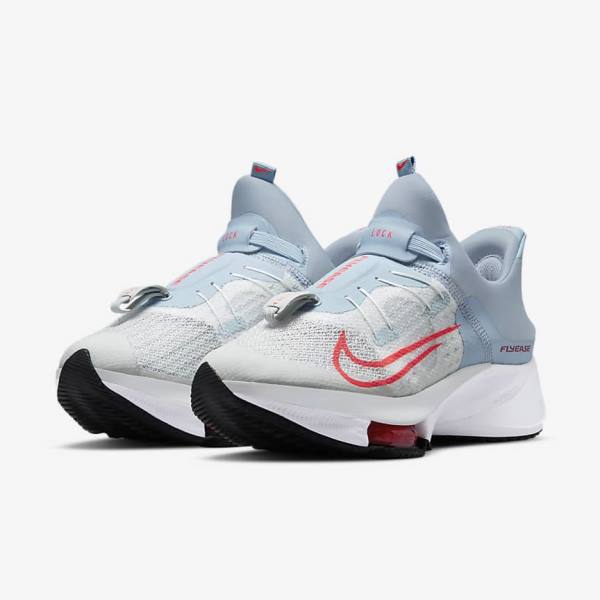 Nike Air Zoom Tempo NEXT% FlyEase Easy On-Off Road Ženske Tenisice Za Trčanje Svijetlo Plave Platine Bijele Crvene | NK465WQO